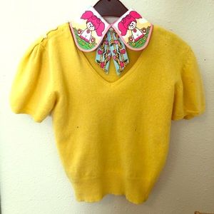 Yellow angora blend knit sweater